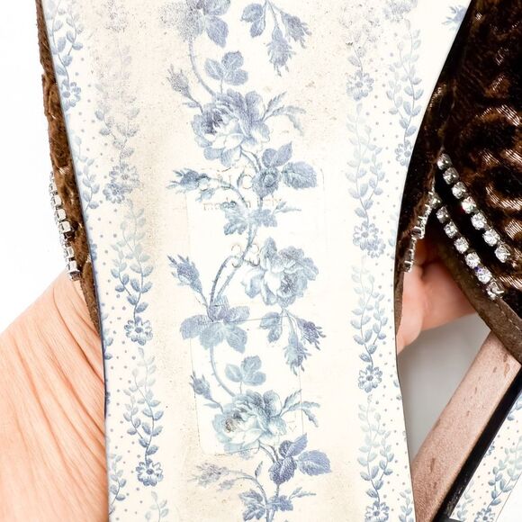 Gucci GG Brown Velvet Crystal Mules Slippers Loafers EU 38 US 8 - Picture 11 of 12